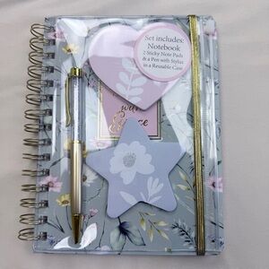 Floral Spiral Notebook Set with Gold Accents